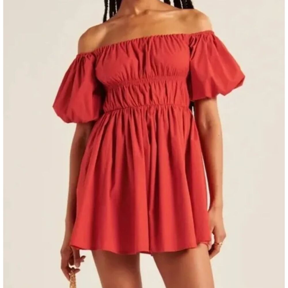 Abercrombie & Fitch Red Off-Shoulder Mini Dress